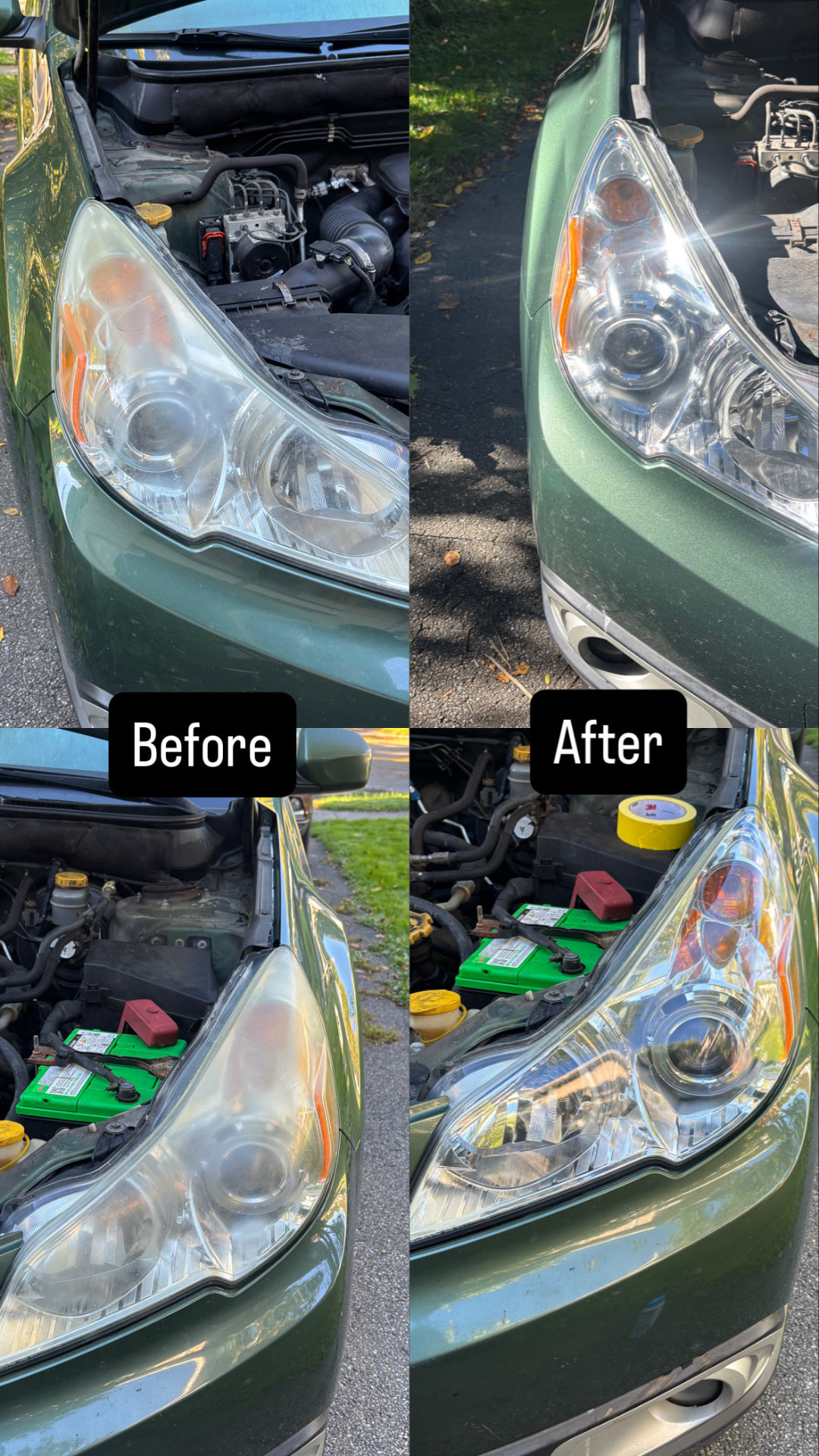 Subaru Outback headlight restoration before and after